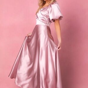 Elegant Pink Satin Dress